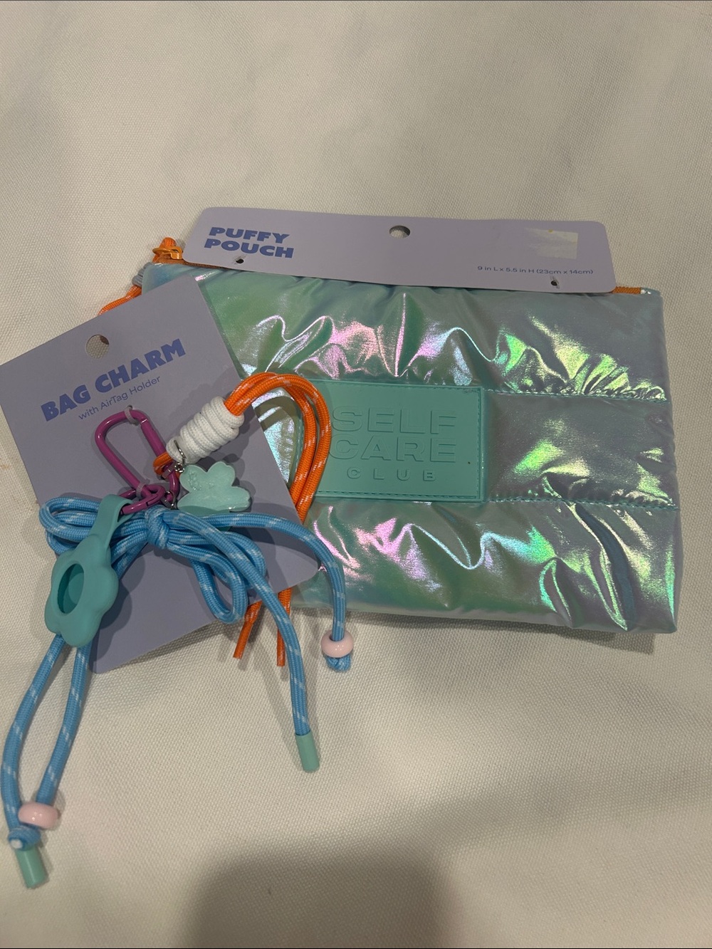 Target Iridescent‎ Puffy Pouch with Blue and Orange Charm